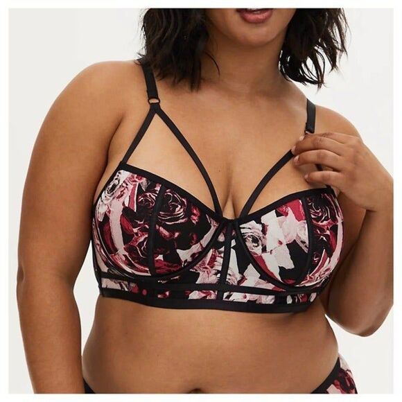 Torrid Rose Mesh Unlined Underwire Longline Bralette - Picture 1 of 5